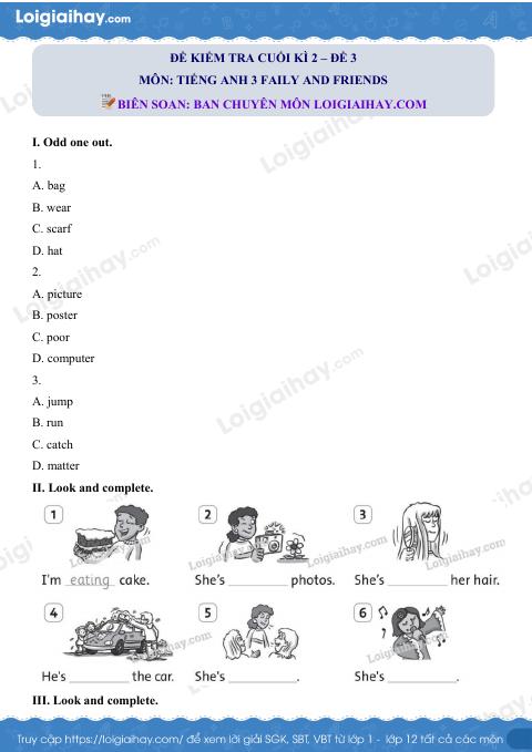 Đề thi học kì 2 Tiếng Anh 3 Family and Friends - Đề số 3